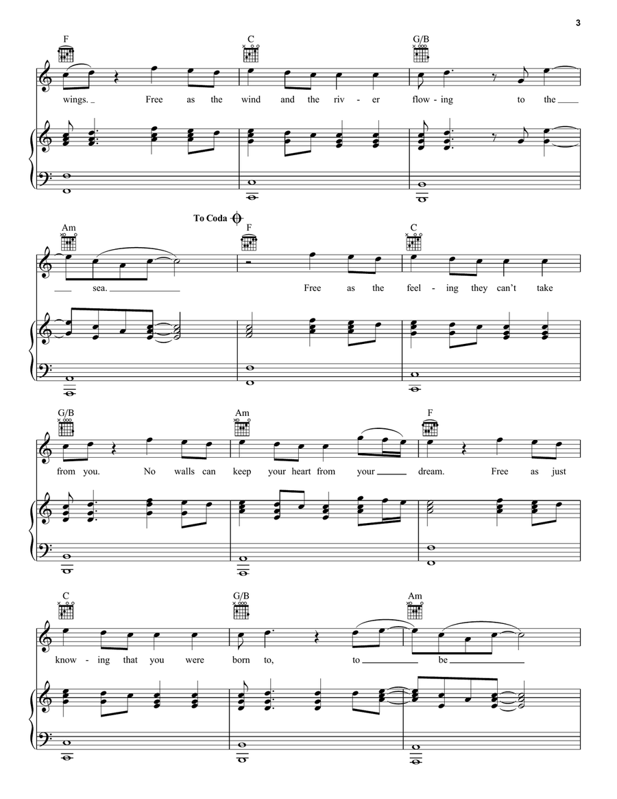 Free (from Disney's The One And Only Ivan) Piano, Vocal, Guitar scores gallery preview page 3