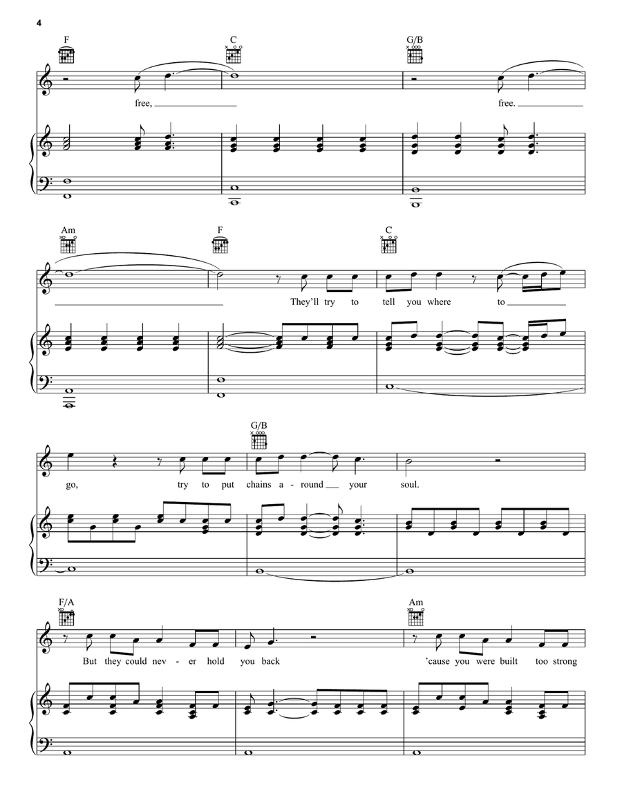 Free (from Disney's The One And Only Ivan) Piano, Vocal, Guitar scores gallery preview page 4