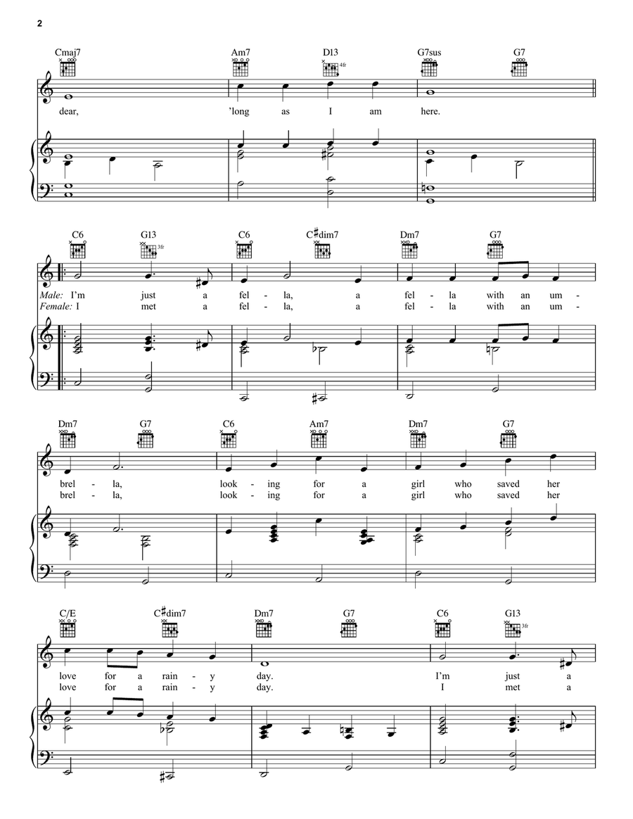 A Fella With An Umbrella (from Easter Parade) Piano, Vocal, Guitar scores gallery preview page 2