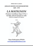 BOISMORTIER LA MATIGNON OPUS 33 No. 1 for flute, oboe & bassoon or cello