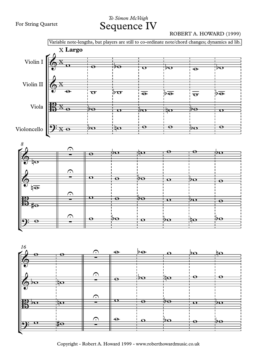 Sequence IV (full playing score) String Quartet scores gallery preview page 2