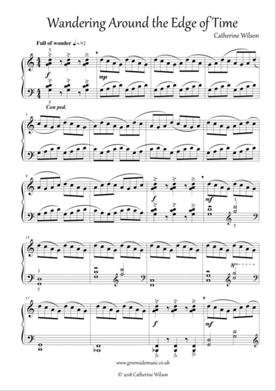 Wandering Around the Edge of Time Piano Solo scores gallery preview page 2