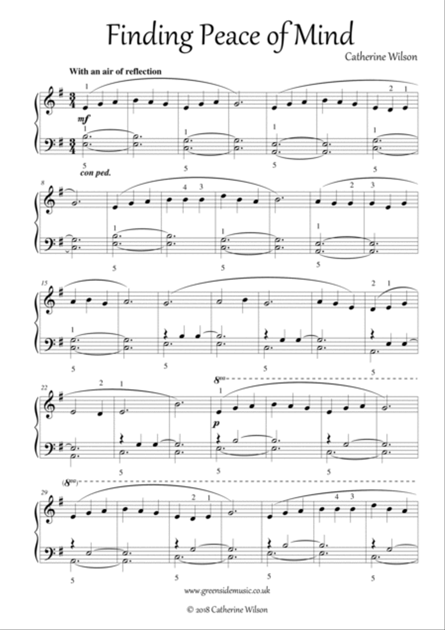 Finding Peace of Mind Piano Solo scores gallery preview page 2