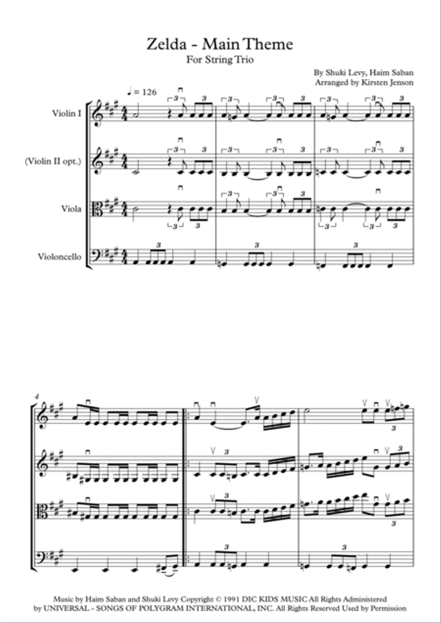 The Legend Of Zelda Opening Theme String Trio scores gallery preview page 4