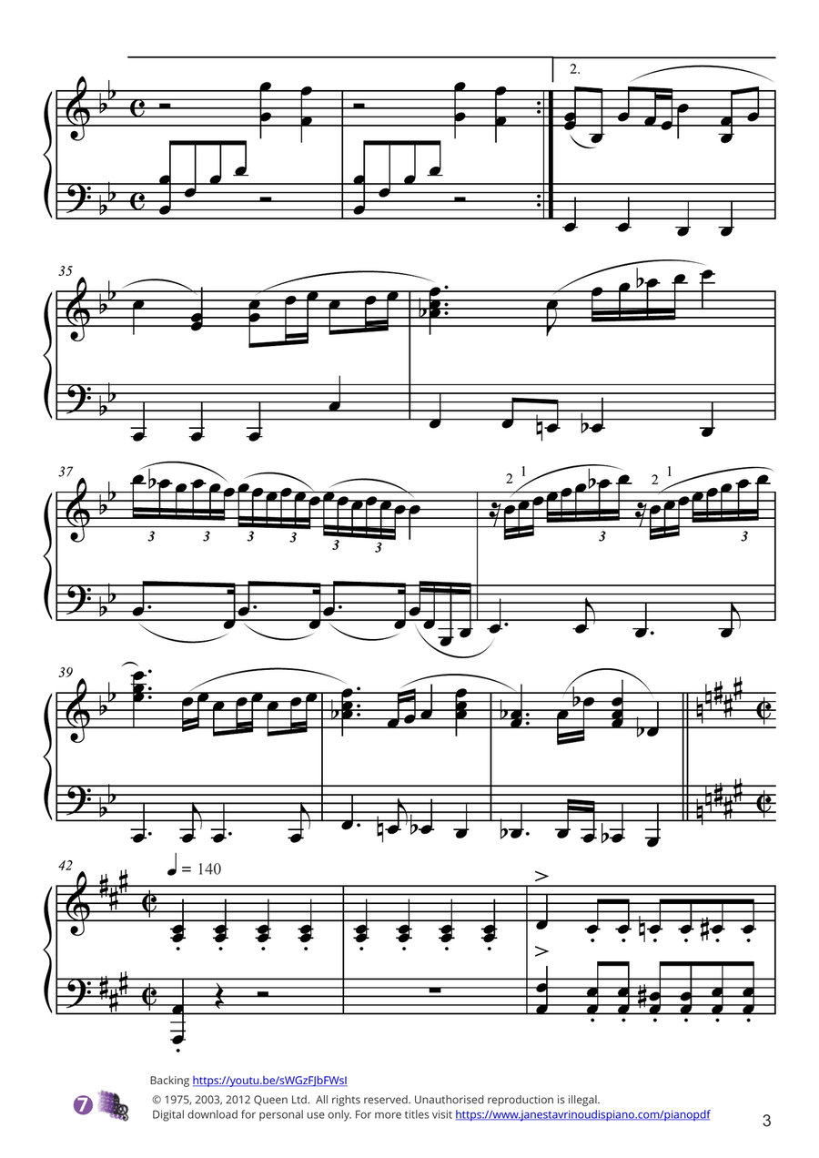 Bohemian Rhapsody Piano Solo scores gallery preview page 3