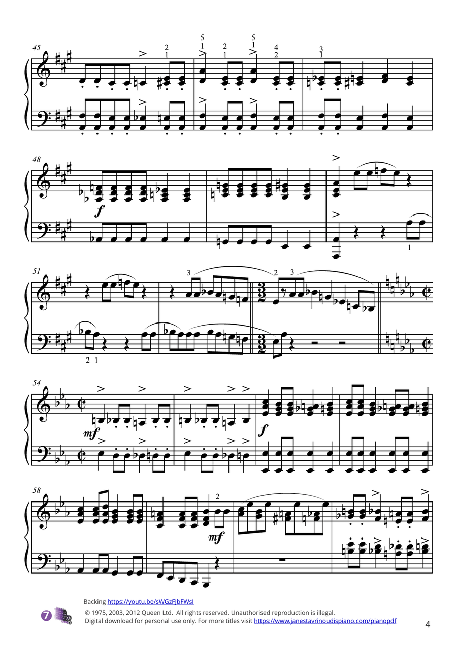 Bohemian Rhapsody Piano Solo scores gallery preview page 4