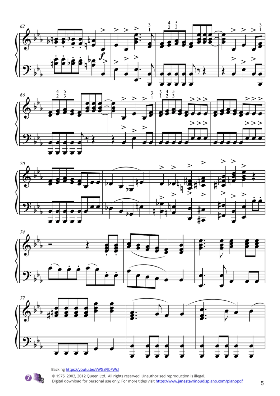 Bohemian Rhapsody Piano Solo scores gallery preview page 5
