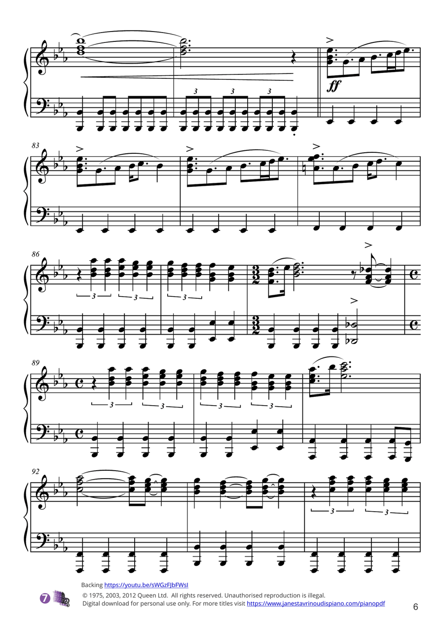 Bohemian Rhapsody Piano Solo scores gallery preview page 6