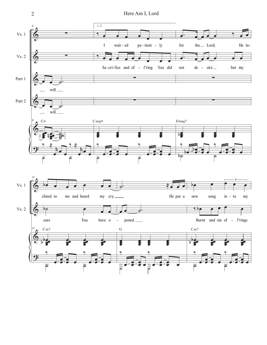 Here Am I, Lord (Psalm 40) (2-part choir) 2-Part scores gallery preview page 2