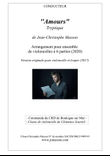 Amours - for cello ensemble with 6 parts - FULL SCORE AND PARTS - JCM 2017-2020