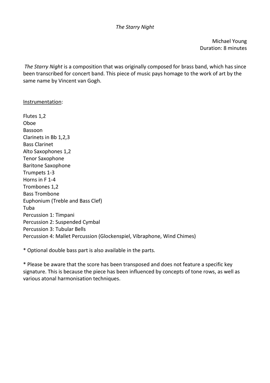 The Starry Night (Concert Band) - Score Concert Band scores gallery preview page 2