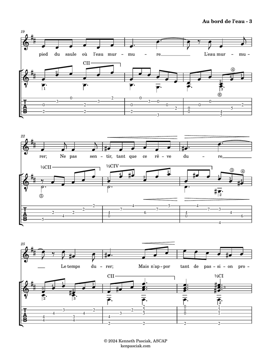 Au bord de l'eau (for Voice and Guitar) Chamber Music scores gallery preview page 5