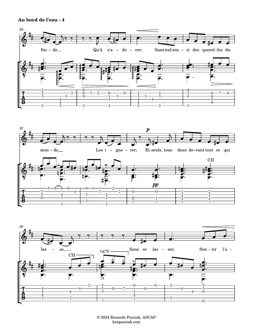Au bord de l'eau (for Voice and Guitar) Chamber Music scores gallery preview page 6