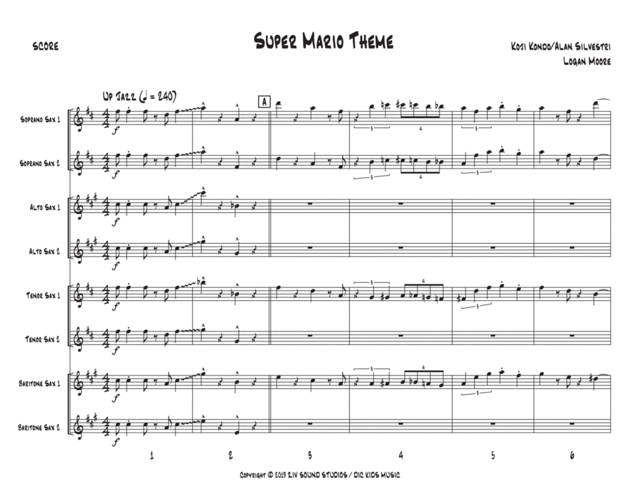 Super Mario Bros. Main Theme Woodwind Ensemble scores gallery preview page 1