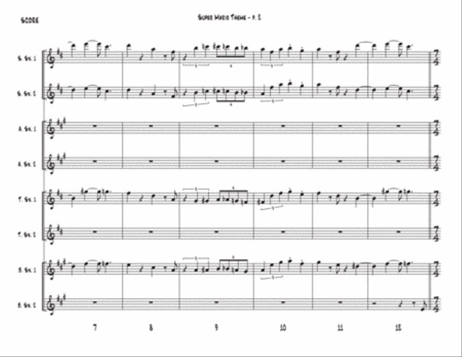 Super Mario Bros. Main Theme Woodwind Ensemble scores gallery preview page 2