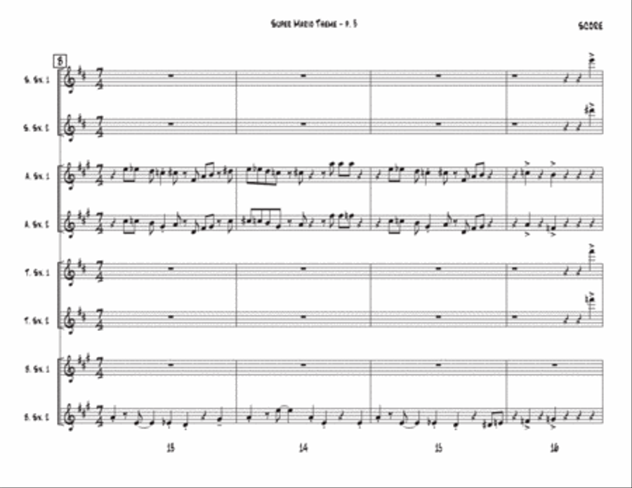 Super Mario Bros. Main Theme Woodwind Ensemble scores gallery preview page 3