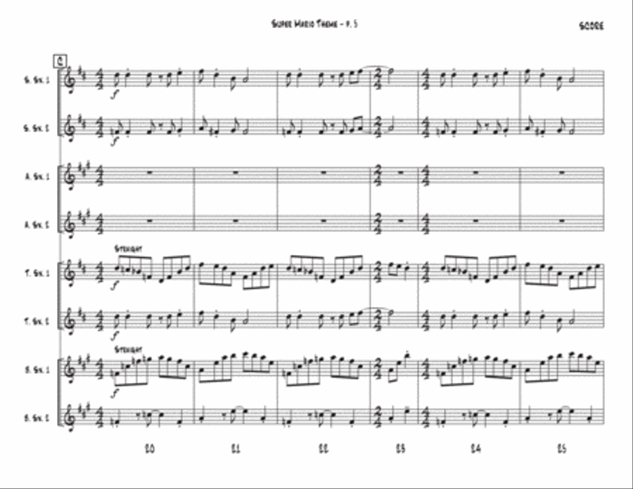 Super Mario Bros. Main Theme Woodwind Ensemble scores gallery preview page 5