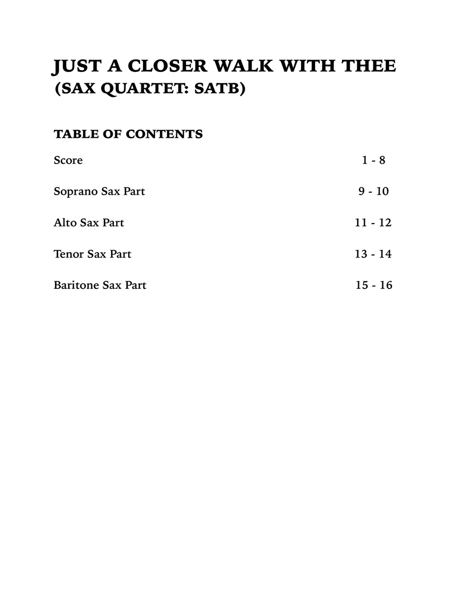 Just a Closer Walk with Thee / Solace (Sax Quartet: SATB) Saxophone Quartet scores gallery preview page 4