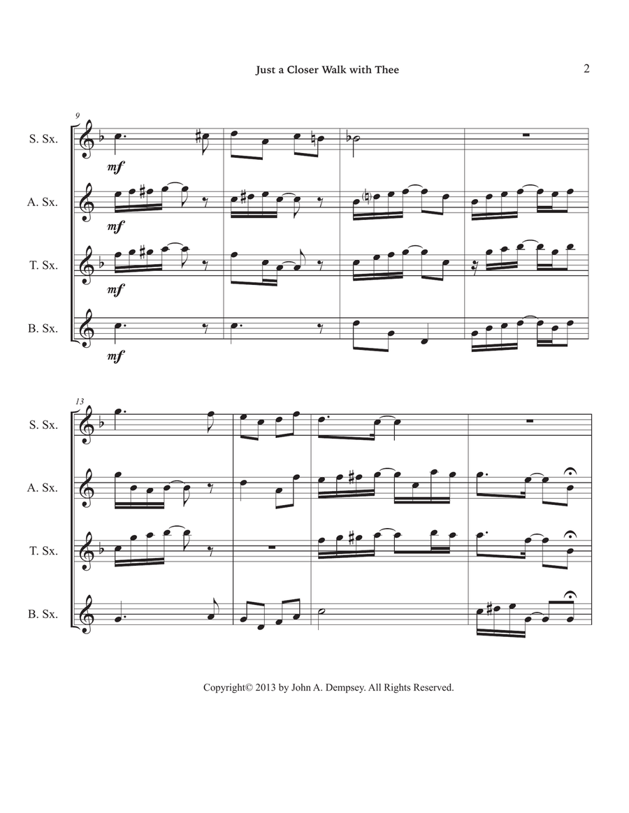 Just a Closer Walk with Thee / Solace (Sax Quartet: SATB) Saxophone Quartet scores gallery preview page 6