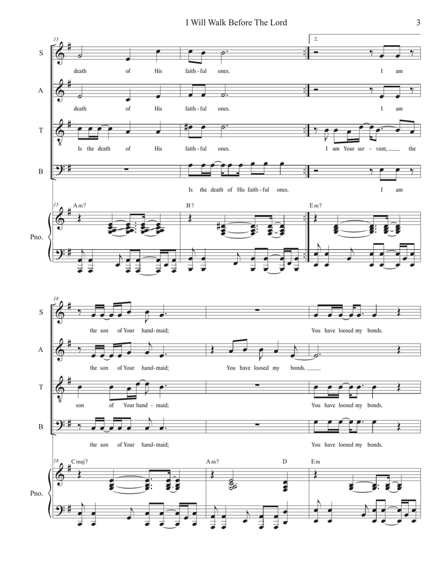 I Will Walk Before The Lord (Psalm 116) (Vocal Quartet - (SATB) 4-Part scores gallery preview page 3