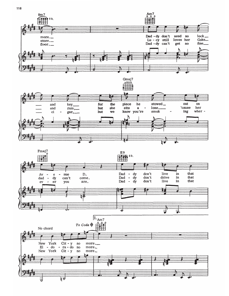 Daddy Don't Live In That New York City No More Piano, Vocal, Guitar scores gallery preview page 2