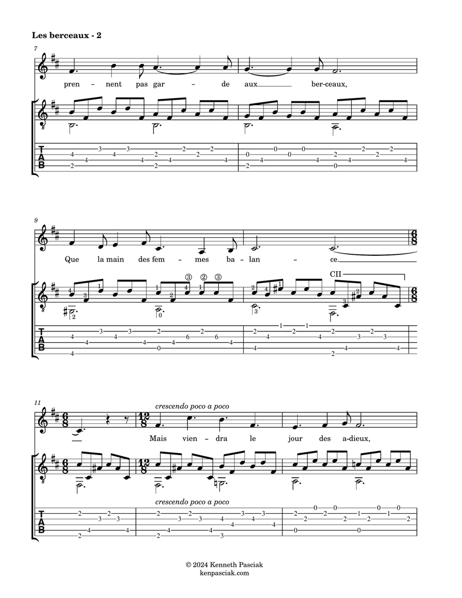 Les berceaux (for Voice and Guitar) Chamber Music scores gallery preview page 4