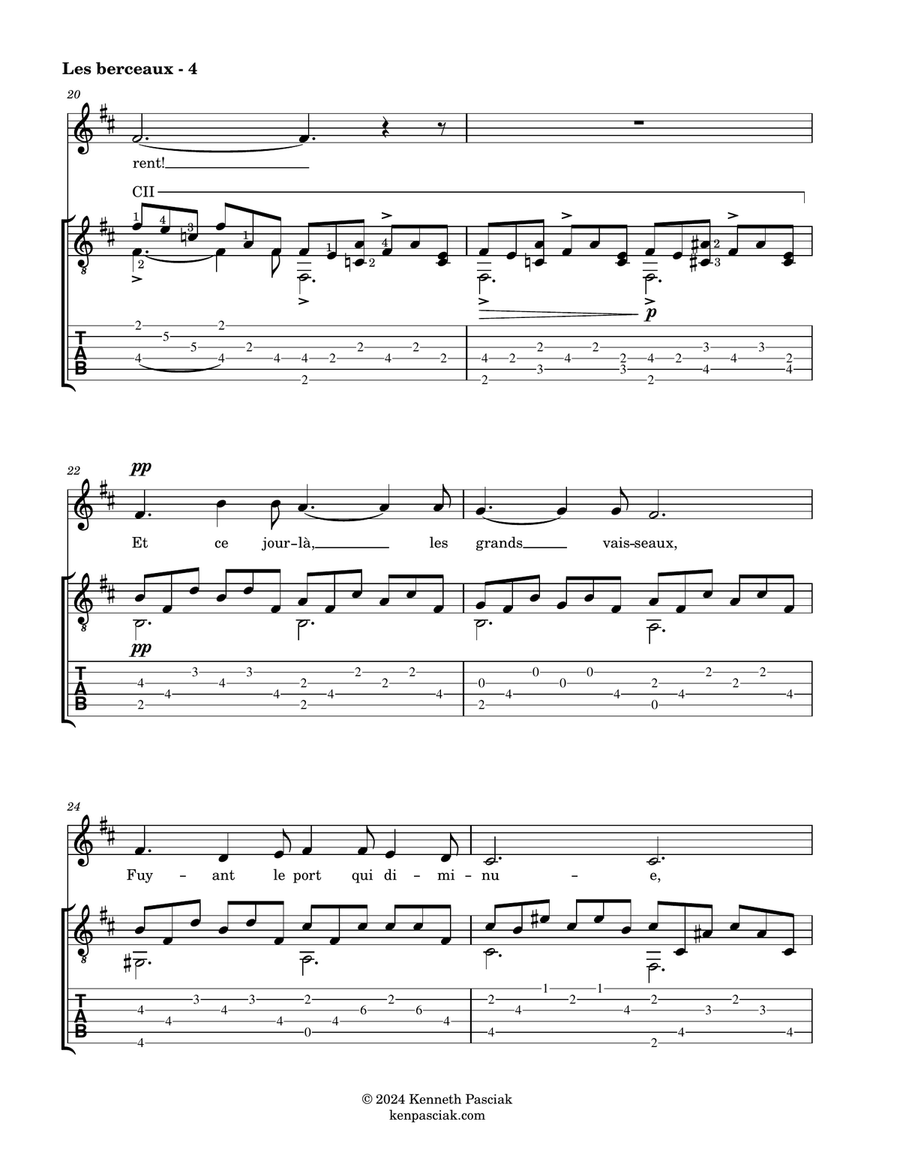 Les berceaux (for Voice and Guitar) Chamber Music scores gallery preview page 6