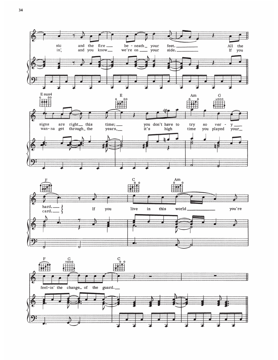Change Of The Guard Piano, Vocal, Guitar scores gallery preview page 2