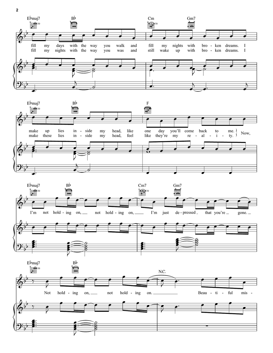 Beautiful Mistakes (feat. Megan Thee Stallion) Piano, Vocal, Guitar scores gallery preview page 2