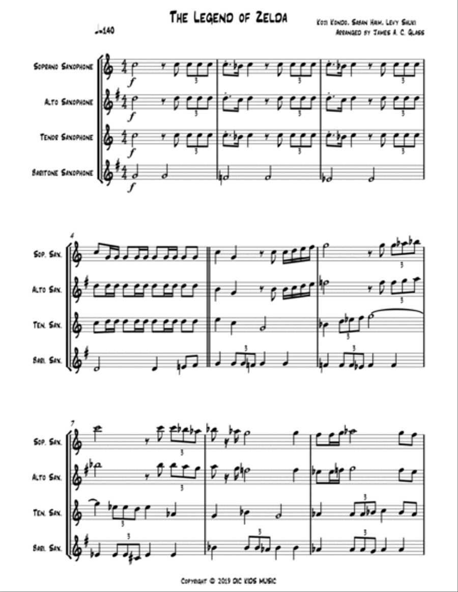 The Legend Of Zelda Saxophone Quartet scores gallery preview page 3