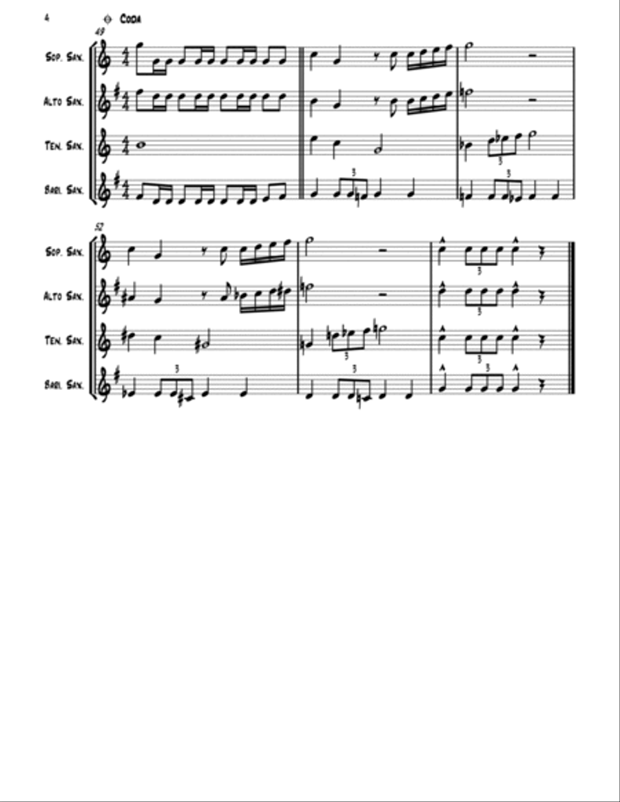 The Legend Of Zelda Saxophone Quartet scores gallery preview page 6