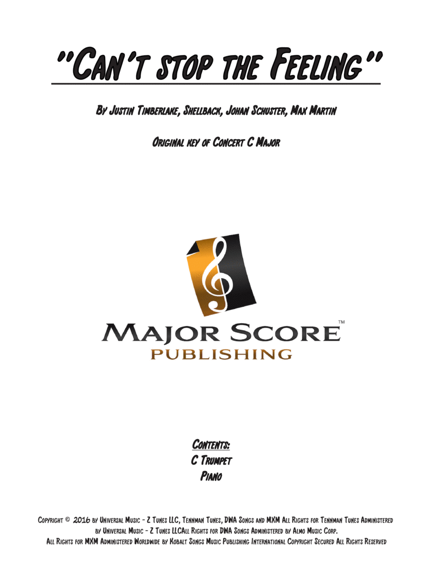 Can't Stop The Feeling! C Trumpet scores gallery preview page 1