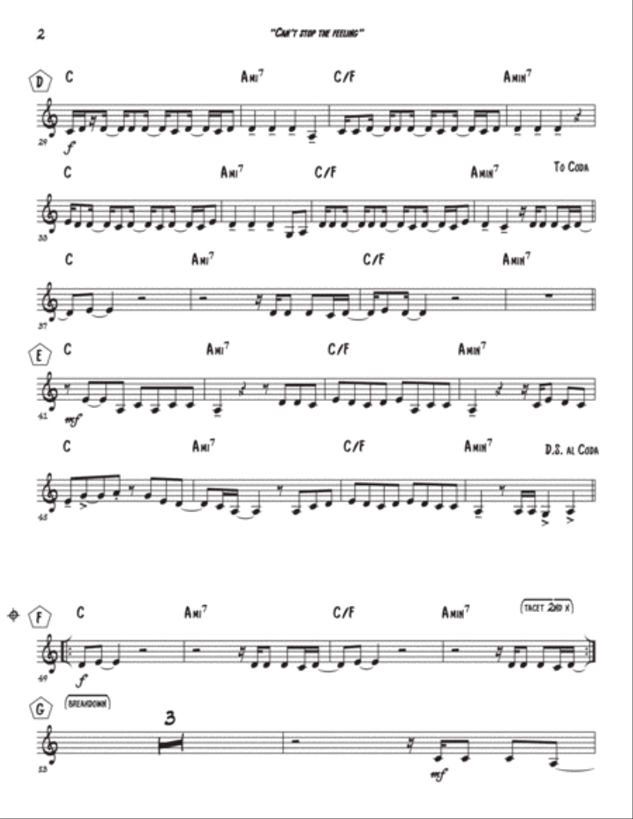 Can't Stop The Feeling! C Trumpet scores gallery preview page 3