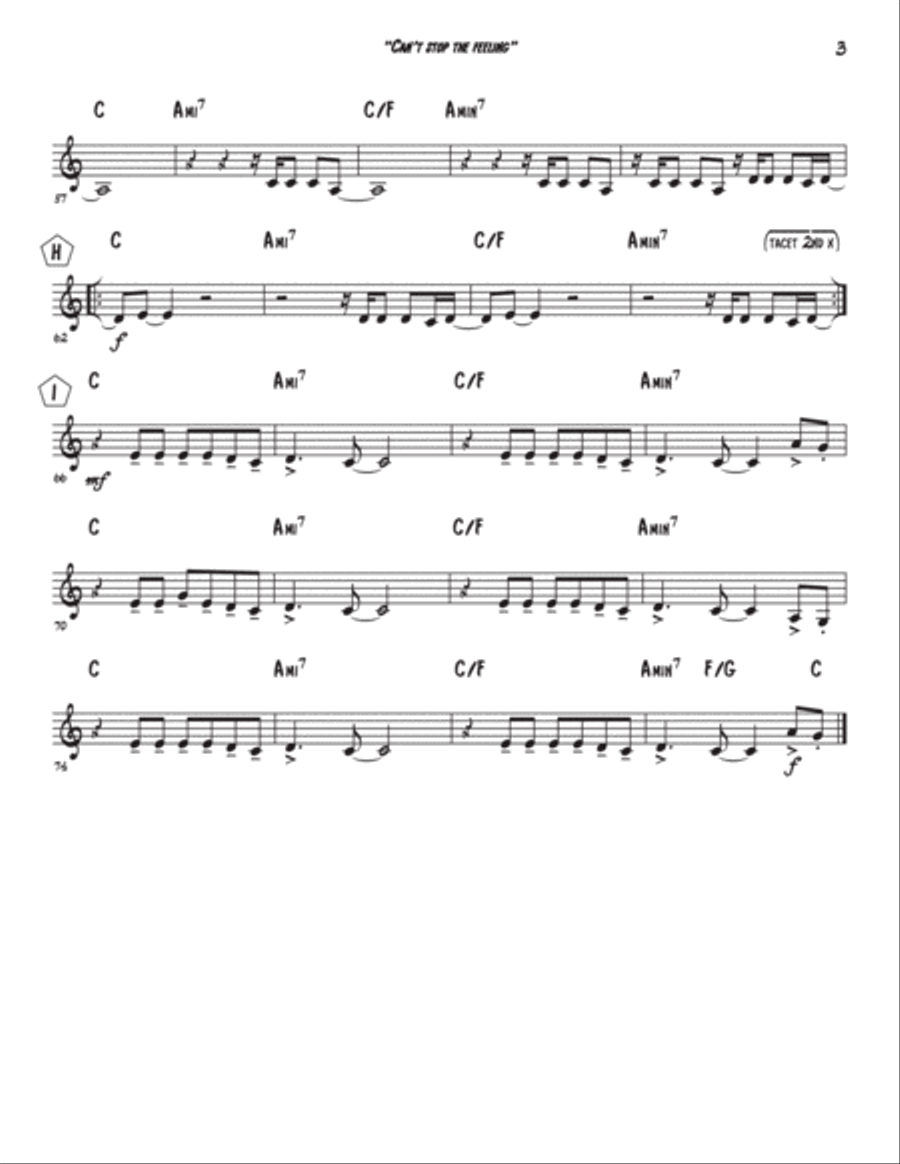 Can't Stop The Feeling! C Trumpet scores gallery preview page 4