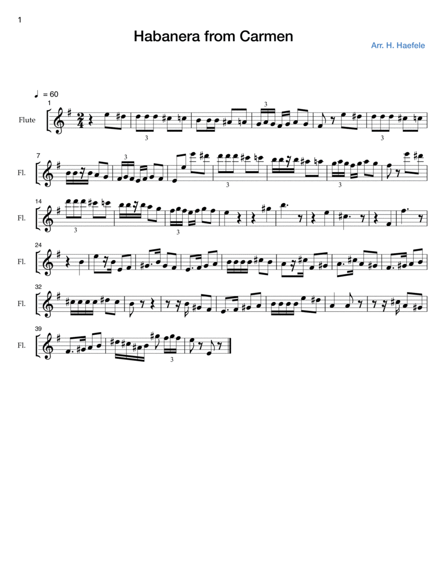 Habanera from Carmen for Flute solo Flute Solo scores gallery preview page 1