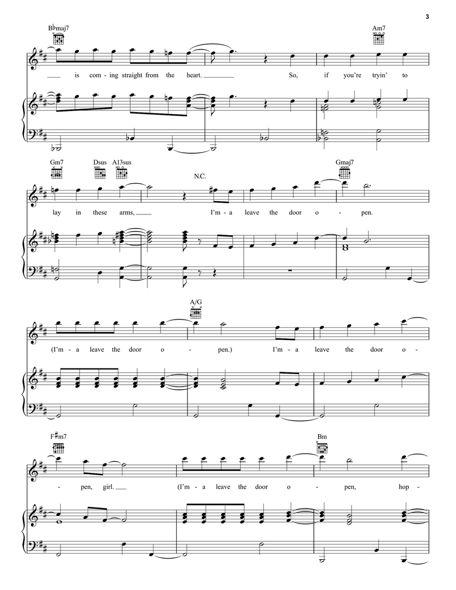 Leave The Door Open Leave The Door Open Piano, Vocal, Guitar scores gallery preview page 3