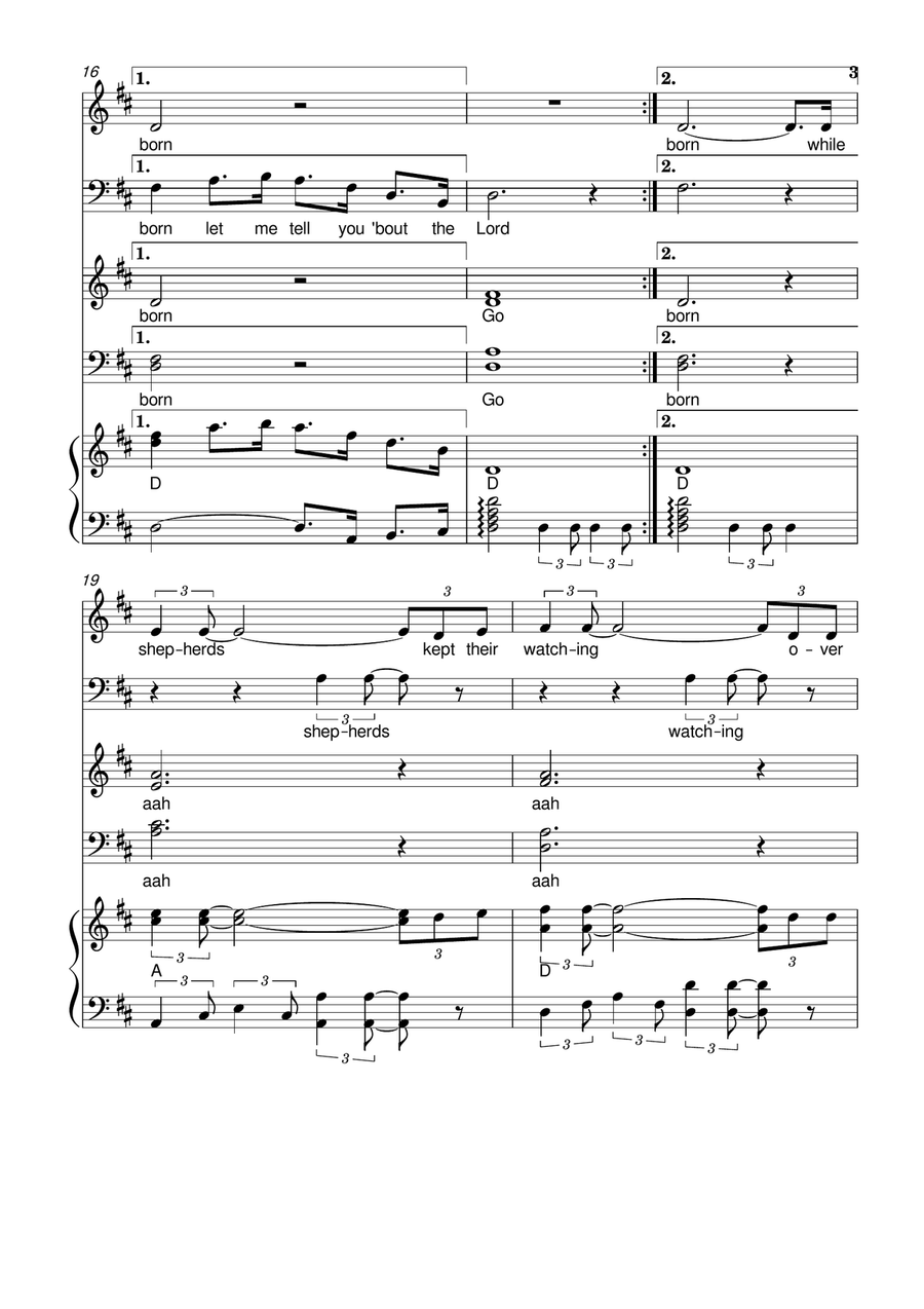 Go tell it on the mountain - SATB + 2Solo's - Arr. Forevergreens Music 4-Part scores gallery preview page 3