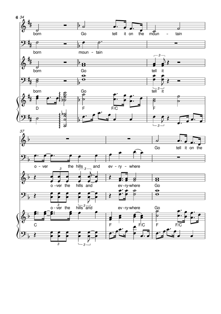 Go tell it on the mountain - SATB + 2Solo's - Arr. Forevergreens Music 4-Part scores gallery preview page 6