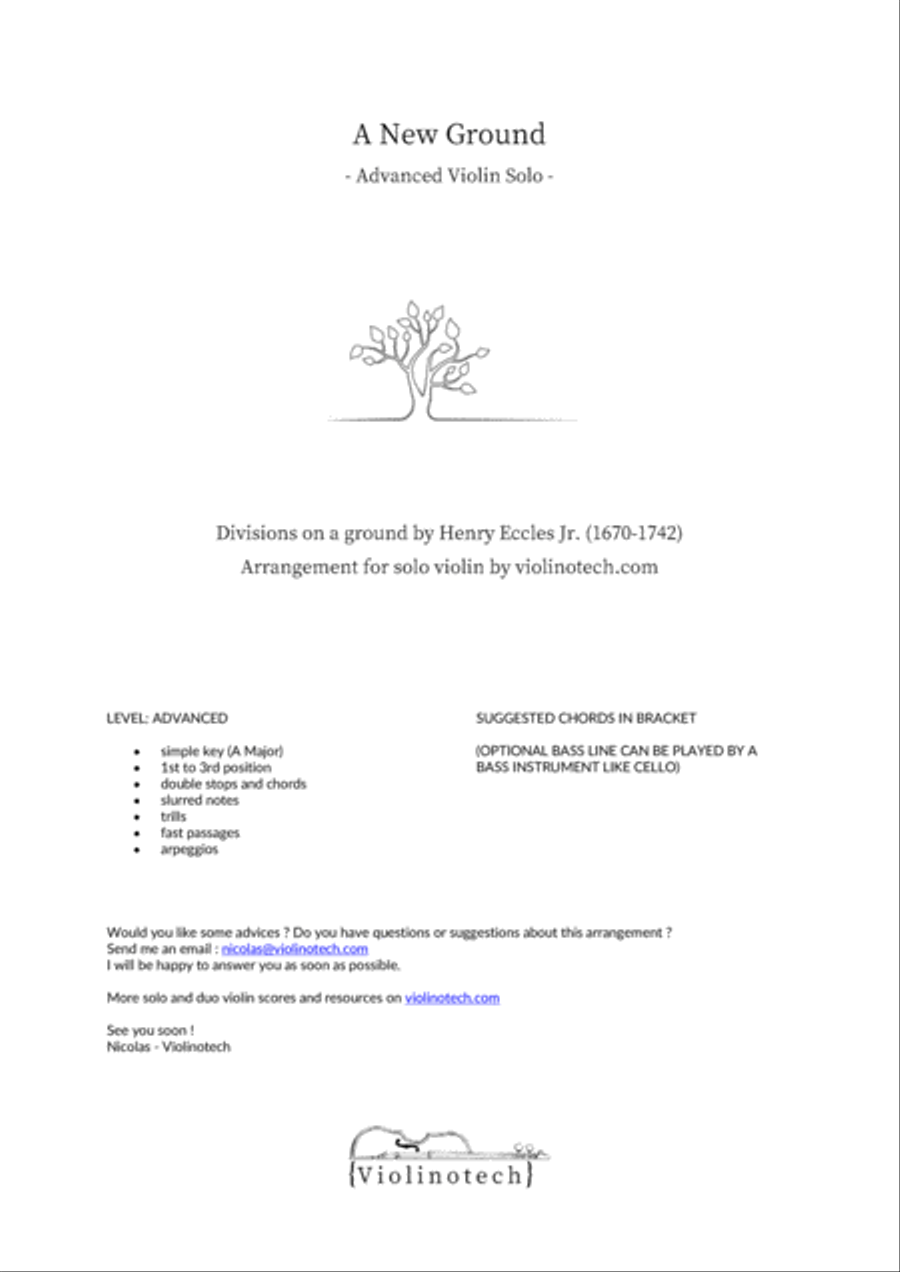 A new ground - Divisions on a Ground - Solo Violin Violin Solo scores gallery preview page 2