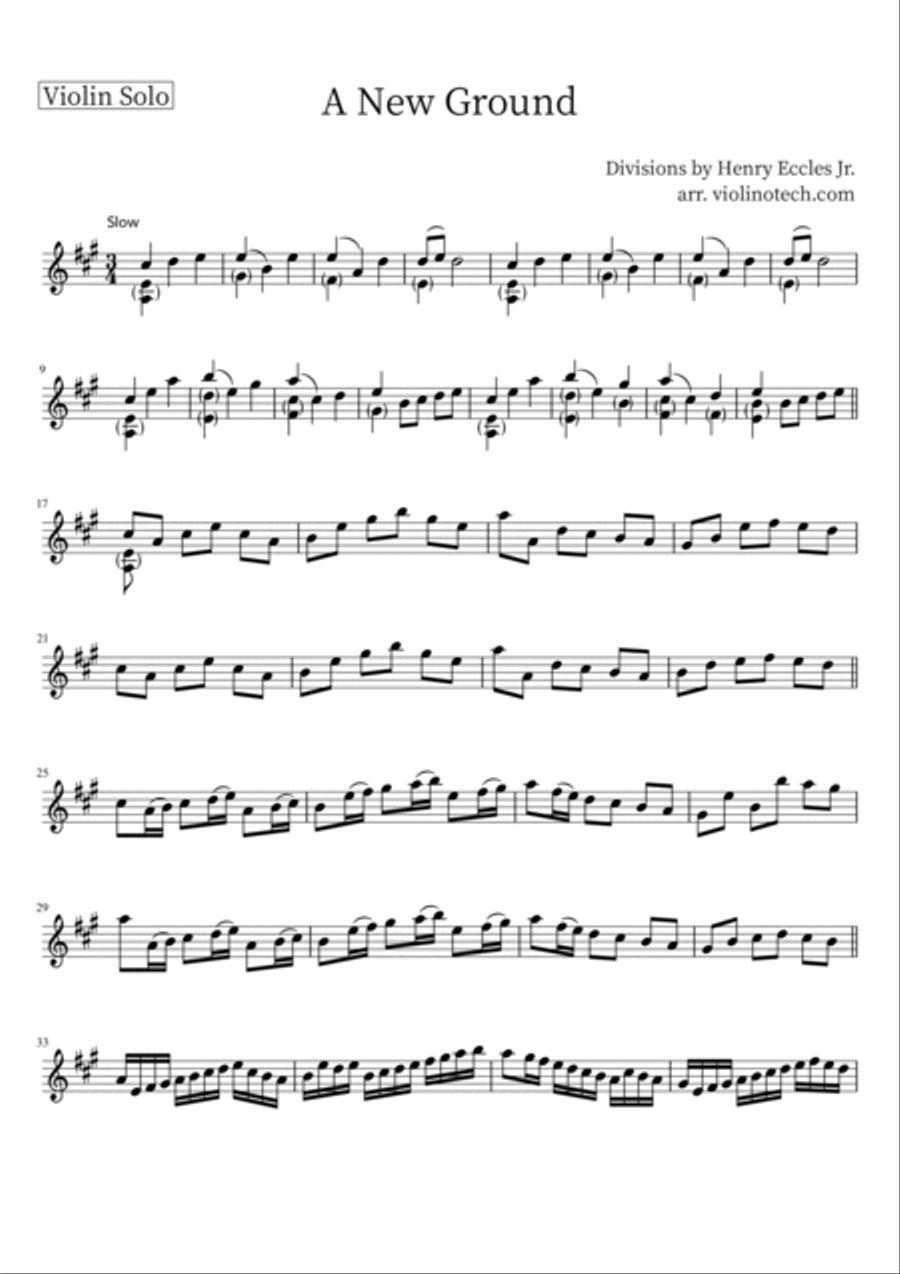 A new ground - Divisions on a Ground - Solo Violin Violin Solo scores gallery preview page 3