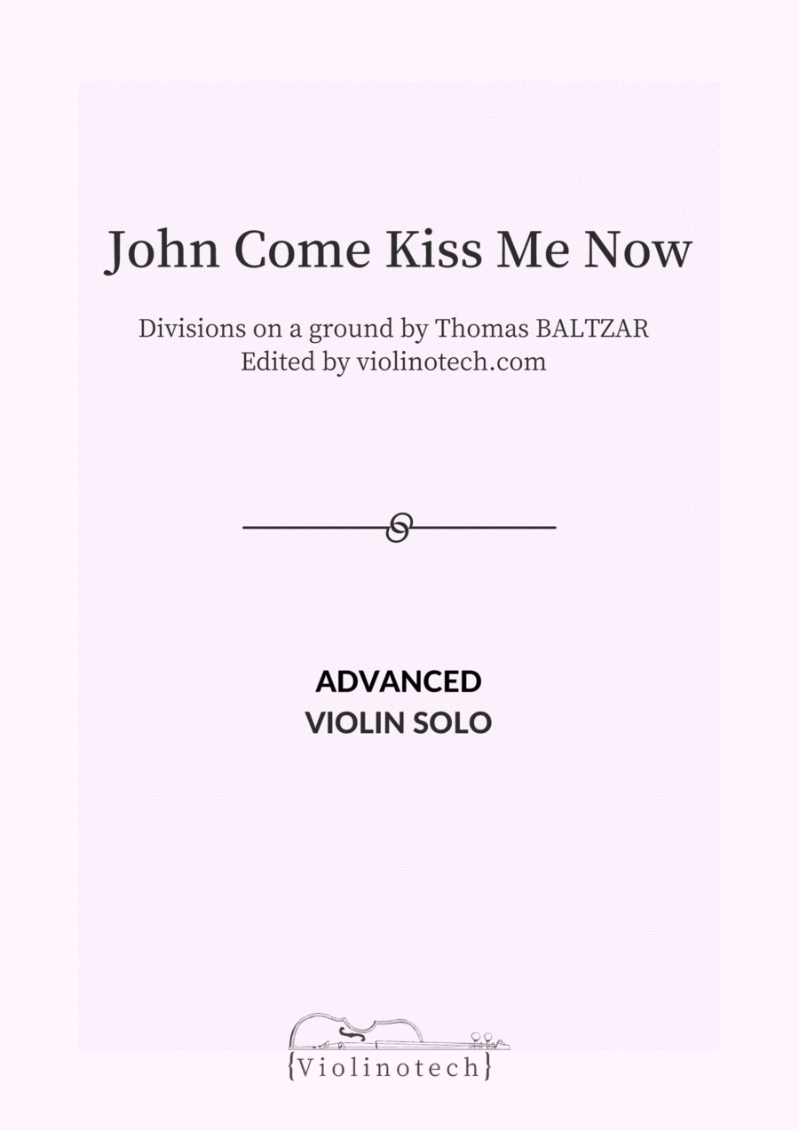 John come kiss me now - Divisions on a Ground - Solo Violin Violin Solo scores gallery preview page 1