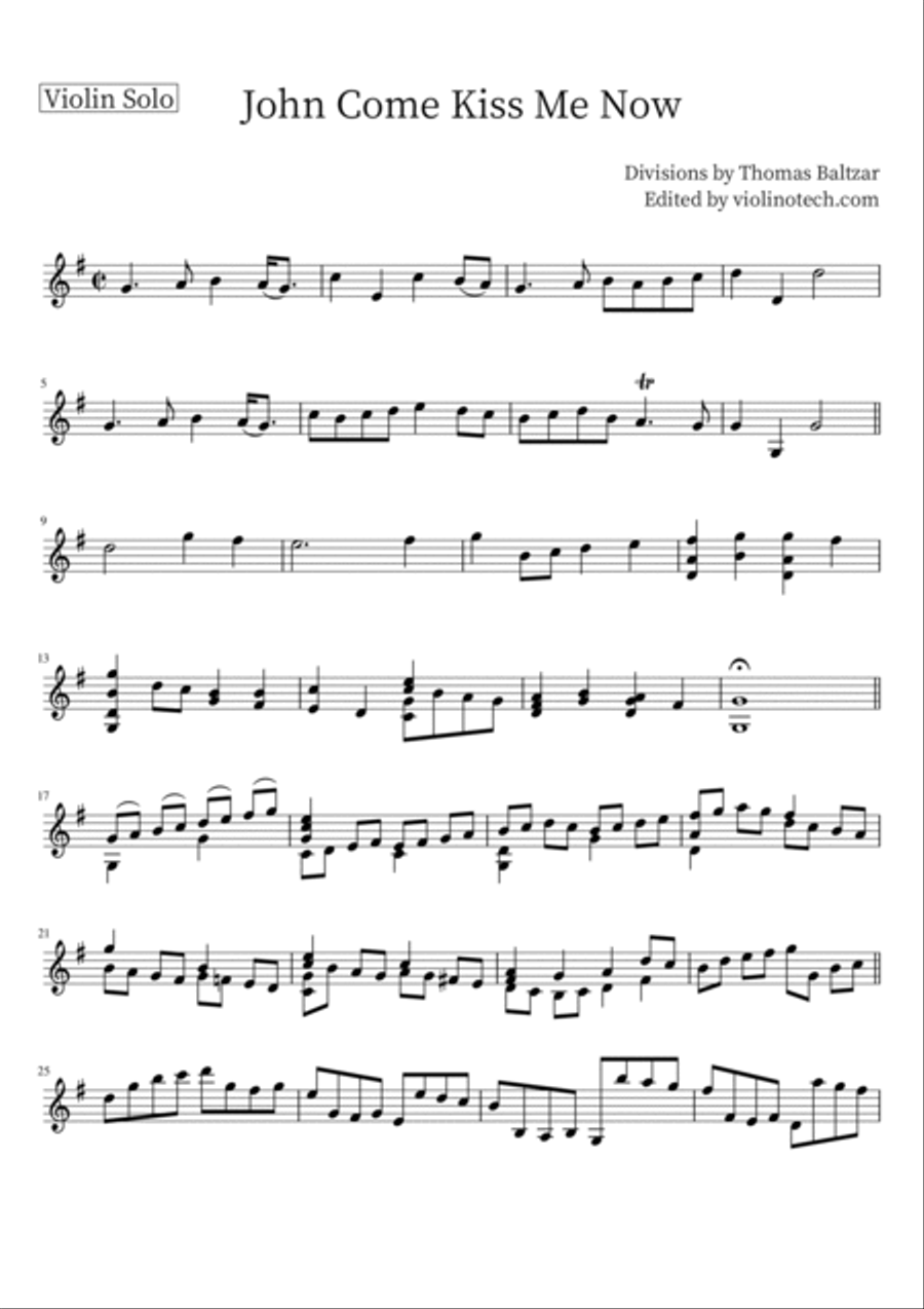 John come kiss me now - Divisions on a Ground - Solo Violin Violin Solo scores gallery preview page 3