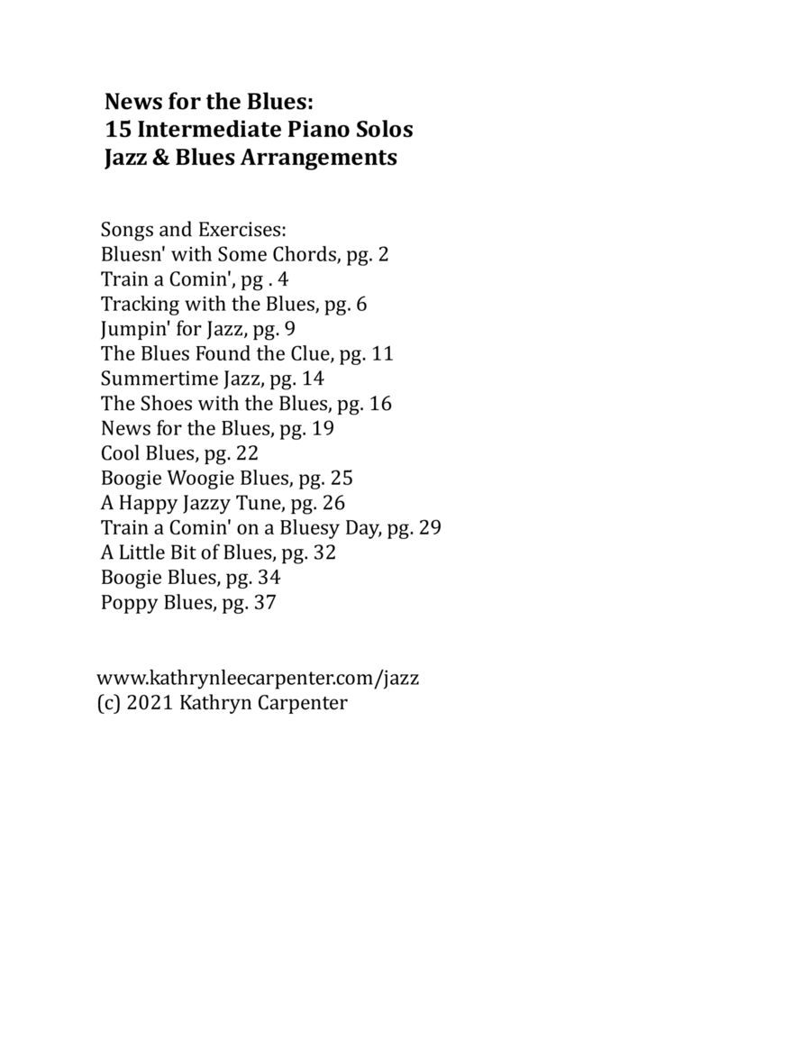 News for the Blues: 15 Intermediate Piano Solos Piano Solo scores gallery preview page 1
