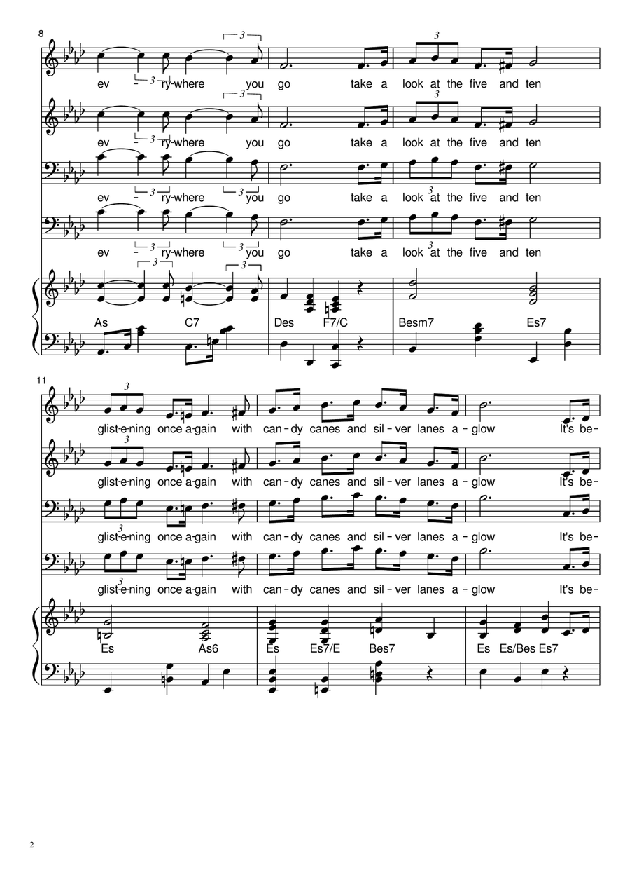 It's Beginning To Look Like Christmas 4-Part scores gallery preview page 2