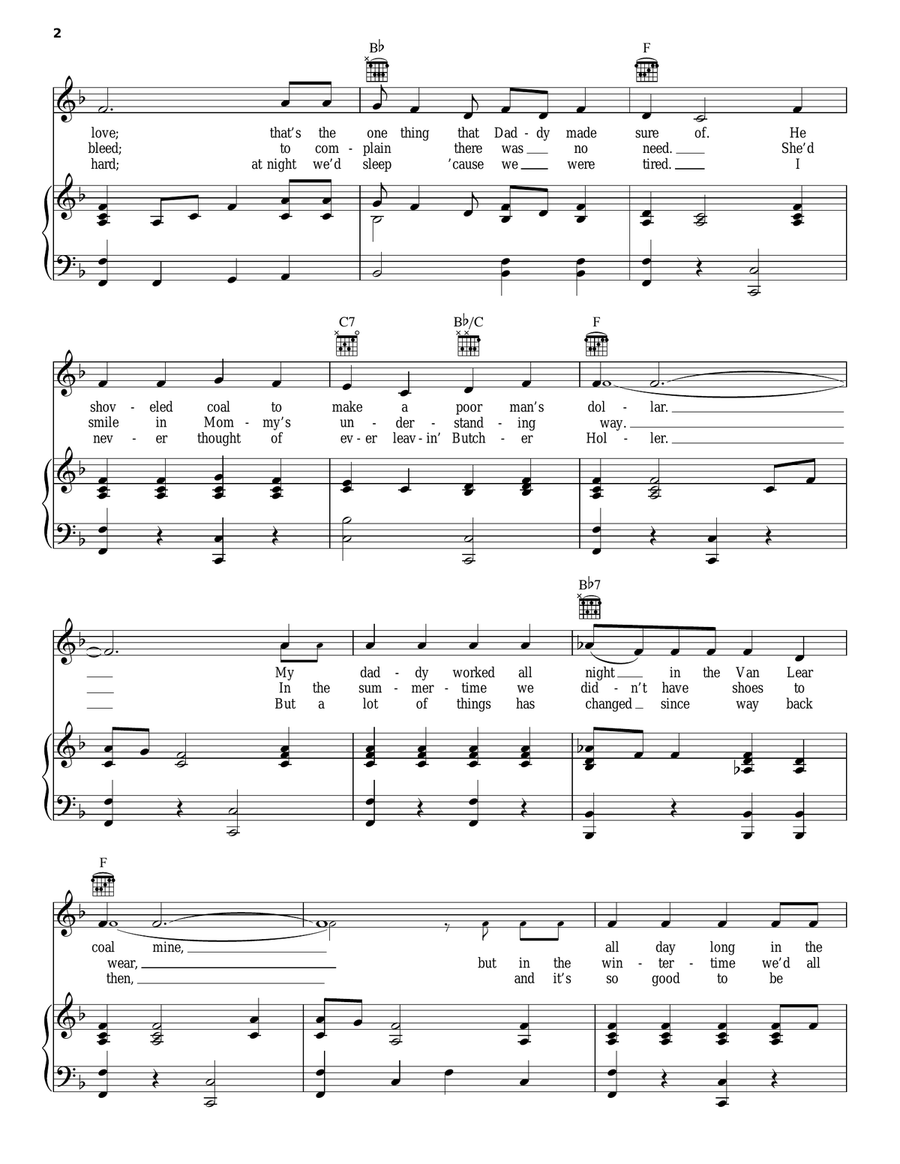 Coal Miner's Daughter Coal Miner's Daughter Piano, Vocal, Guitar scores gallery preview page 2