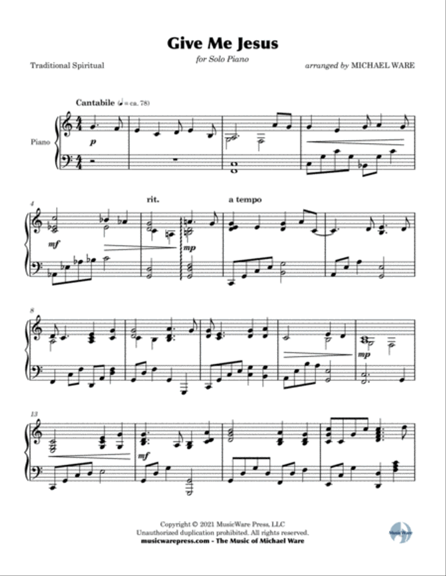 Give Me Jesus Give Me Jesus Piano Solo scores gallery preview page 1
