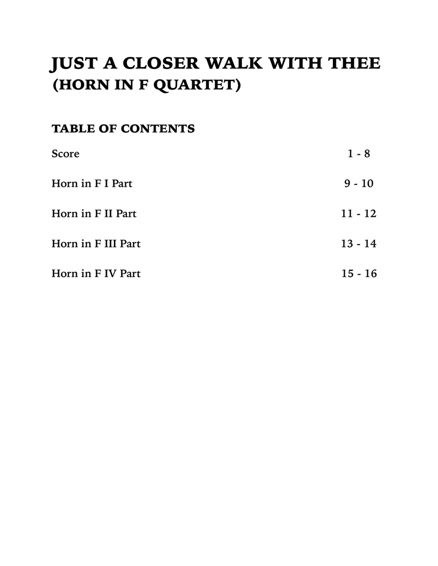 Just a Closer Walk with Thee / Solace (Horn in F Quartet) French Horn Quartet scores gallery preview page 3
