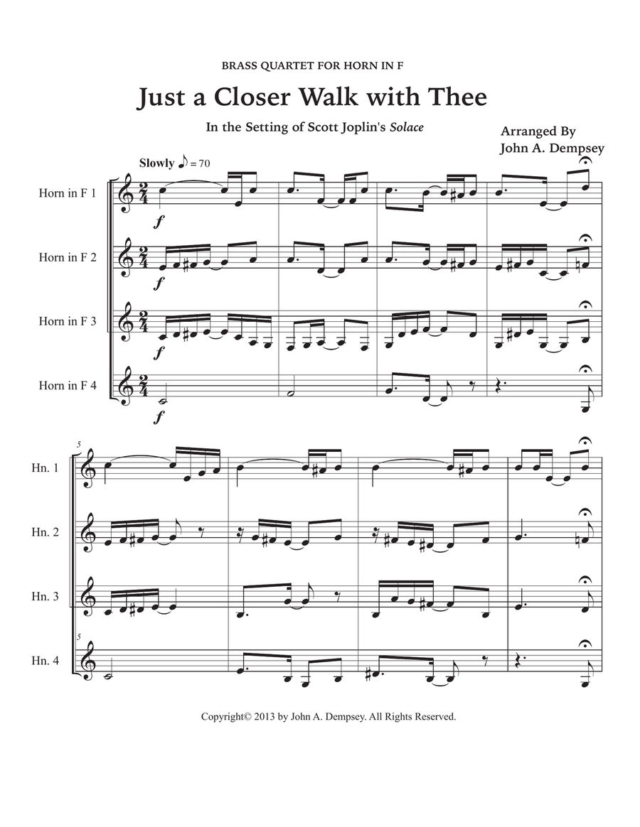 Just a Closer Walk with Thee / Solace (Horn in F Quartet) French Horn Quartet scores gallery preview page 5