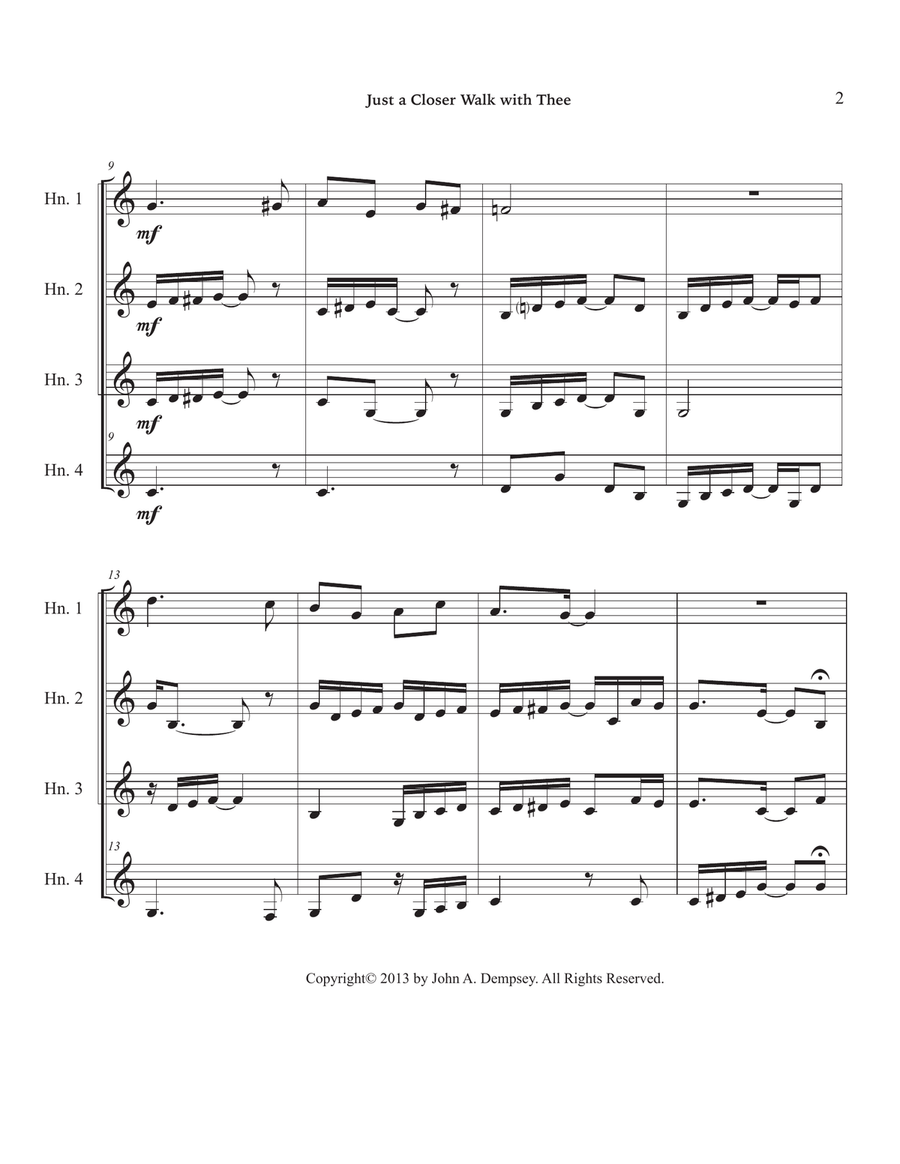 Just a Closer Walk with Thee / Solace (Horn in F Quartet) French Horn Quartet scores gallery preview page 6