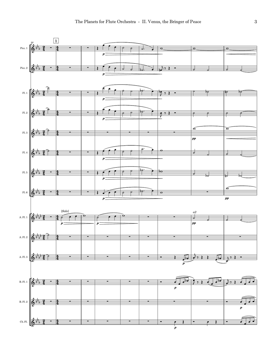 Holst: The Planets - II. Venus, the Bringer of Peace | Flute Orchestra Flute Choir scores gallery preview page 5